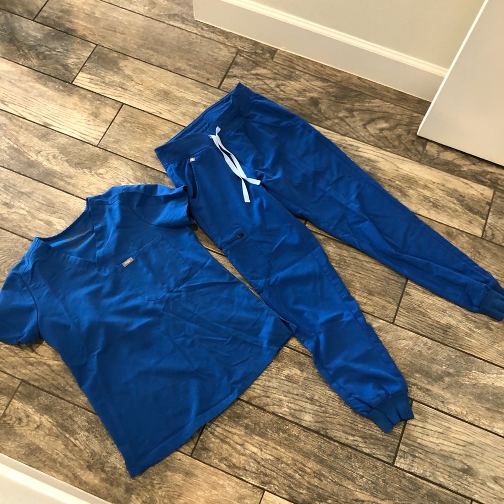 Figs scrubs set royal blue